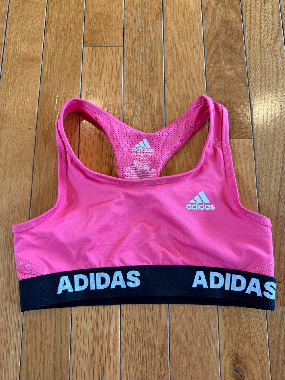 Adidas Logo Sports Bra Pink & Black Girls size Medium 10/12